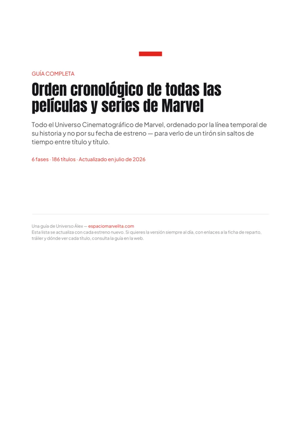 Portada del PDF del orden cronológico de Marvel