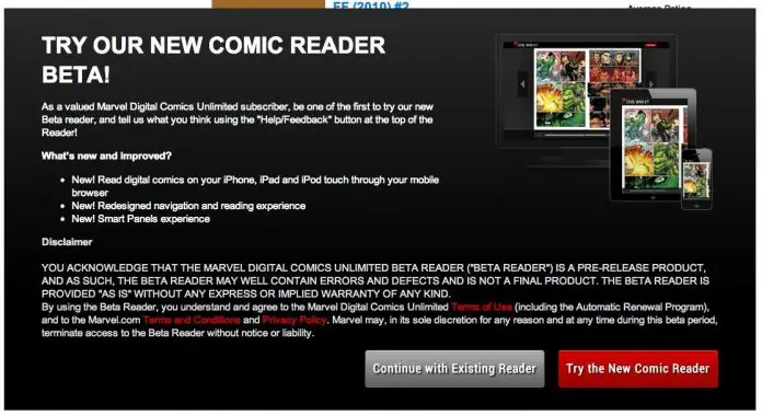 Marvel Digital Comics Unlimited Beta