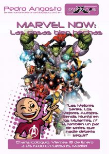 Cartel de la charla de Pedro Angosto sobre Marvel NOW!