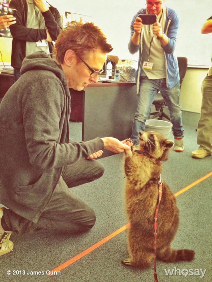 James Gunn con un mapache