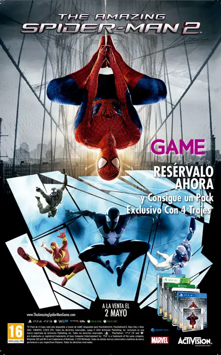 Pack de trajes exclusivo al reservar The Amazing Spider-Man 2