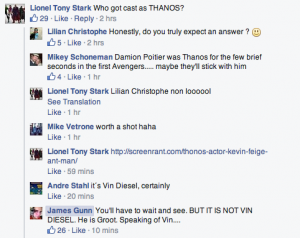 James Gunn dice que Vin Diesel no es Thanso