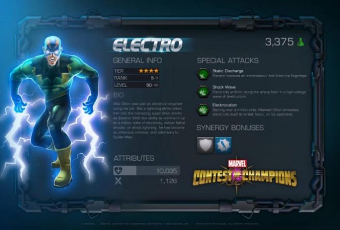 Electro en Marvel Contest Champions
