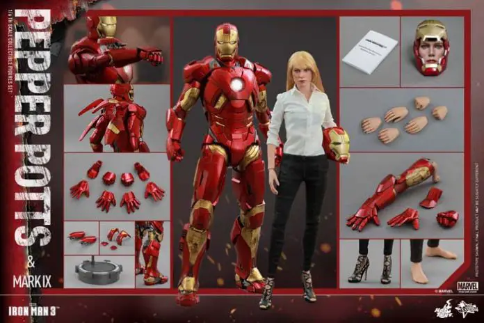 Figuras Hot toys de Iron Man Mark IX y Pepper Potts de Iron Man 3