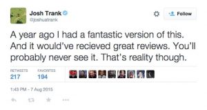 Comentario en Twitter de Josh Trank