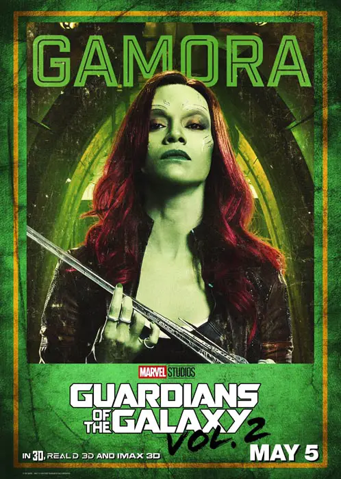 Póster de Gamora en Guardianes de la Galaxia Vol. 2