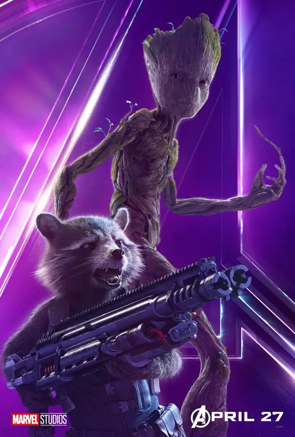 Póster de Rocket y Groot para Vengadores: Infinity War