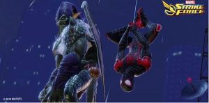 Duende Verde y Miles Morales en Marvel Strike Force