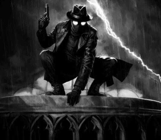 Spider-Noir en blanco y negro